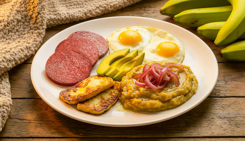 Dominican 3 Golpes Breakfast with Induveca Salami