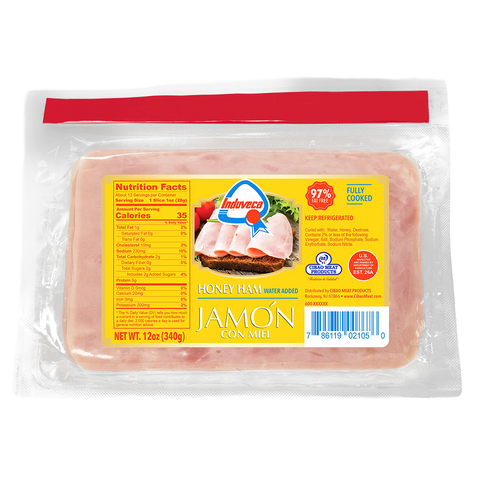 Induveca Jamón Miel Rebanado - 12 oz
